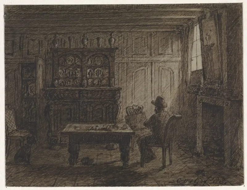 Man zittend in een kamer Wall Art by Cornelis van der Griendt - High-Resolution Digital Print