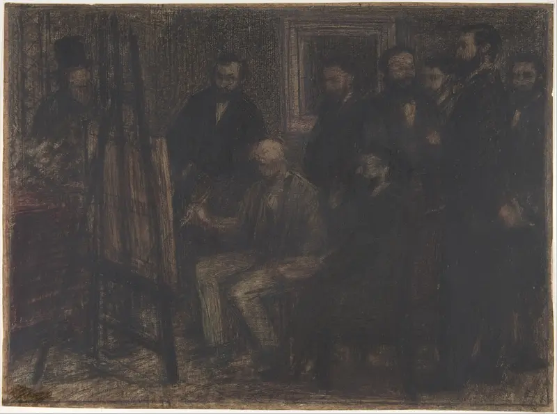 Manet's Studio in the Batignolles Wall Art by Henri Fantin-Latour - High-Resolution Digital Print