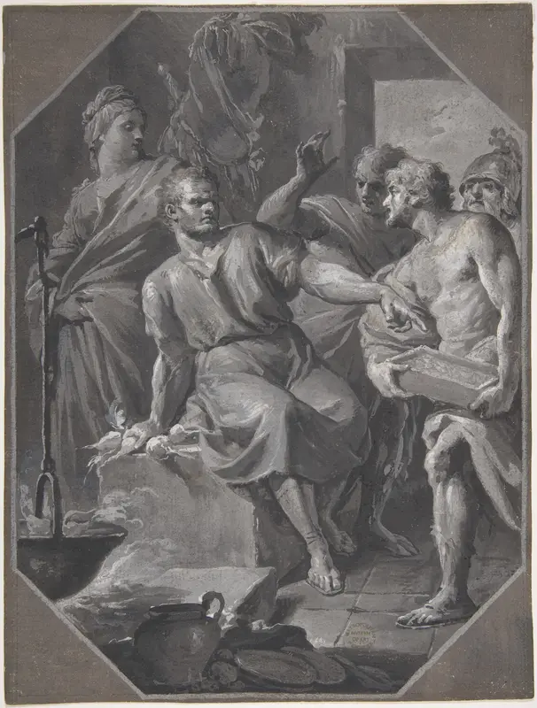 Manius Curius Dentatus Refusing the Presents of the Samnite Ambassadors Wall Art by Fedele Fischetti - High-Resolution Digital Print
