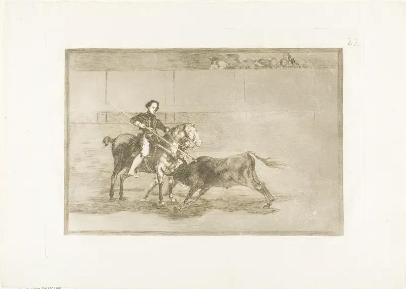 Manly courage of the celebrated Pajuelera in the ring at Saragossa, plate 22 from The Art of Bullfighting