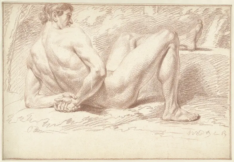 Mannelijk naakt, liggend, de armen op de rug Wall Art by Louis Fabritius Dubourg - High-Resolution Digital Print