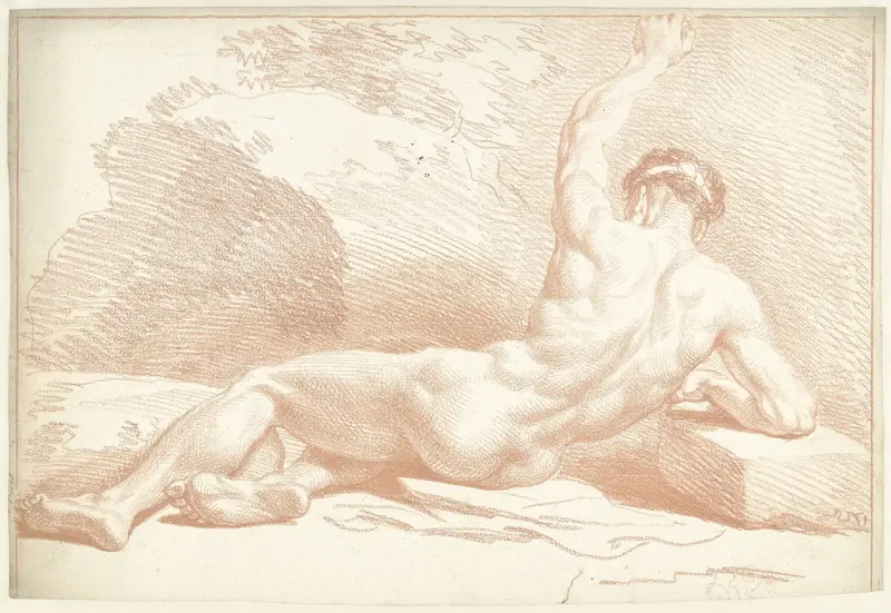 Mannelijk naakt, liggend, op de rug gezien Wall Art by Louis Fabritius Dubourg - High-Resolution Digital Print