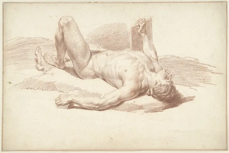 Mannelijk naakt, liggend op de rug Wall Art by Louis Fabritius Dubourg - High-Resolution Digital Print