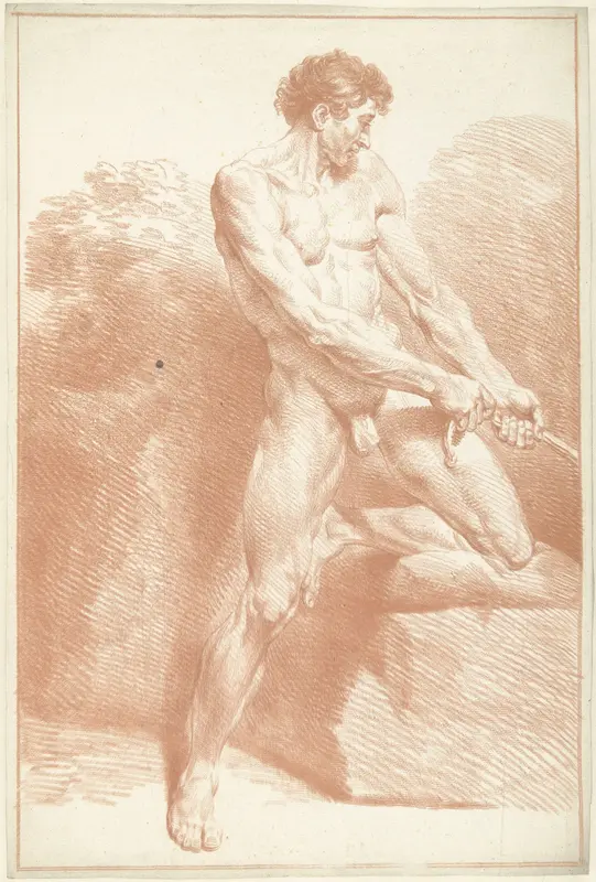 Mannelijk naakt, staand, trekkend aan een touw Wall Art by Louis Fabritius Dubourg - High-Resolution Digital Print