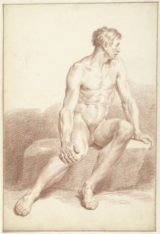 Mannelijk naakt, zittend, naar rechts gewend Wall Art by Louis Fabritius Dubourg - High-Resolution Digital Print