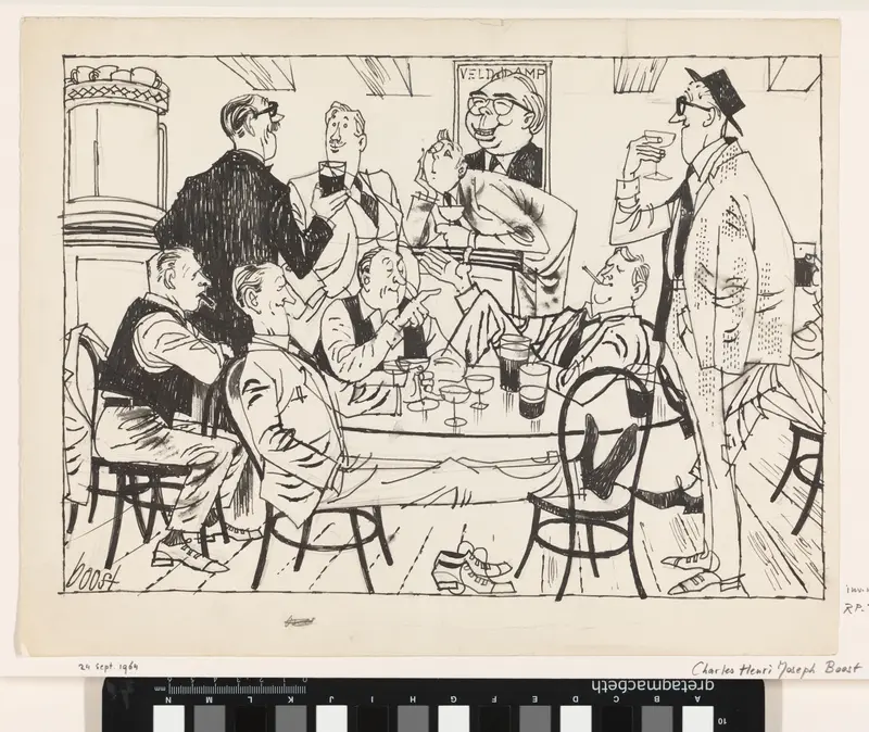 Mannen houden een politieke discussie in een café Wall Art by Unknown - High-Resolution Digital Print