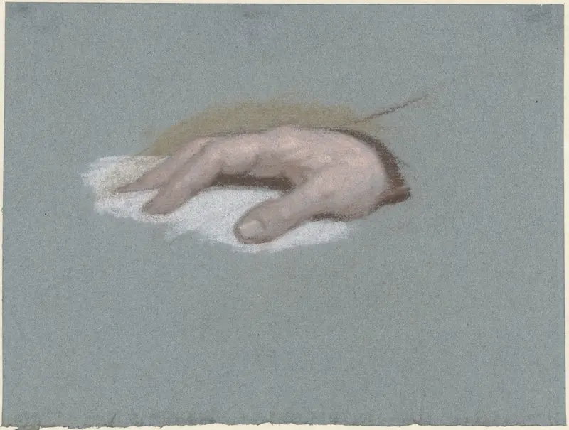 Mannenhand, rustend op witte stof Wall Art by Charles Howard Hodges - High-Resolution Digital Print