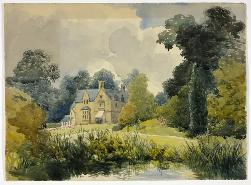 Manor House Seen from Pond Wall Art by Unknown artist - High-Resolution Digital Print