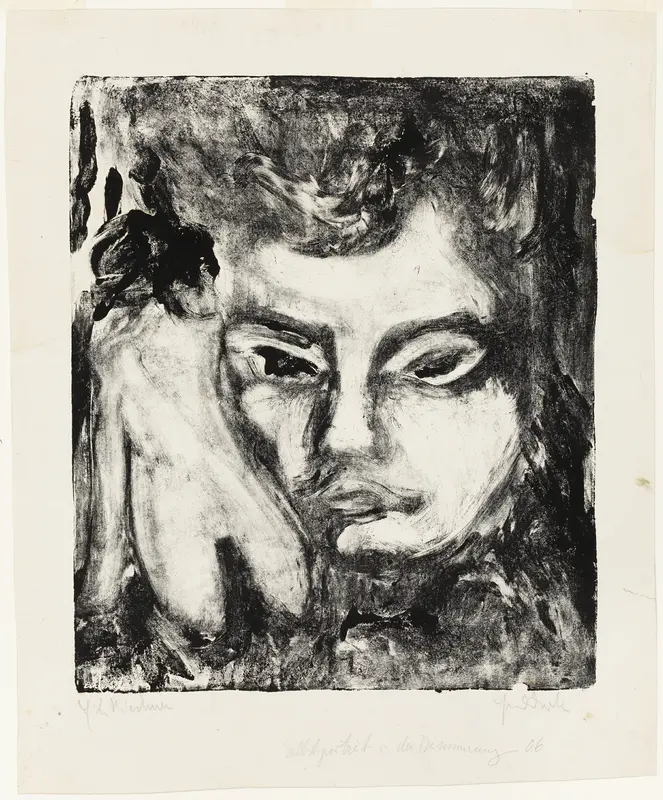 Man's Head with Nude Wall Art by Ernst Ludwig Kirchner - High-Resolution Digital Print