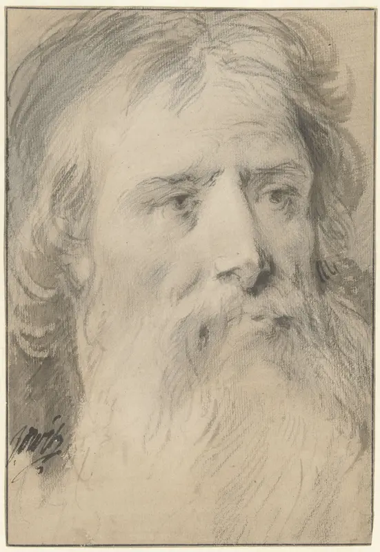 Manskop met grote baard Wall Art by Jacob de Wit - High-Resolution Digital Print