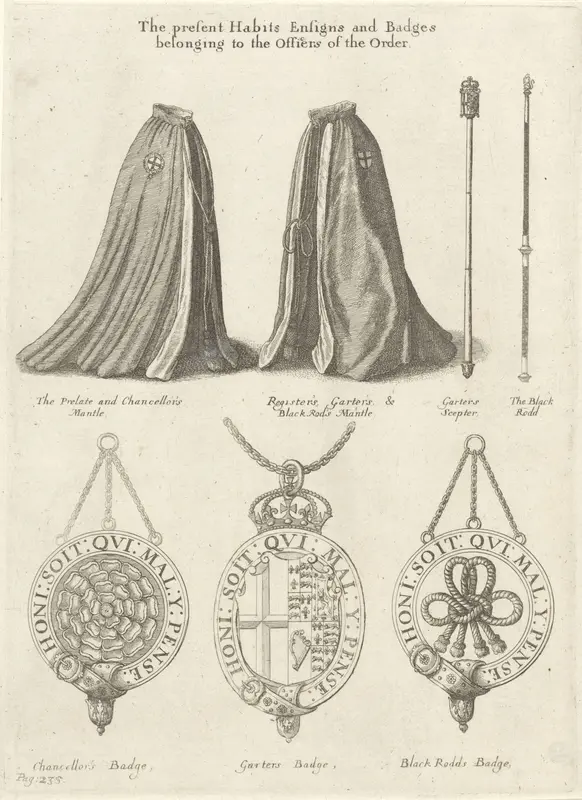Mantels, scepters en insignes behorende bij de Orde van de Kousenband Wall Art by Wenceslaus Hollar - High-Resolution Digital Print