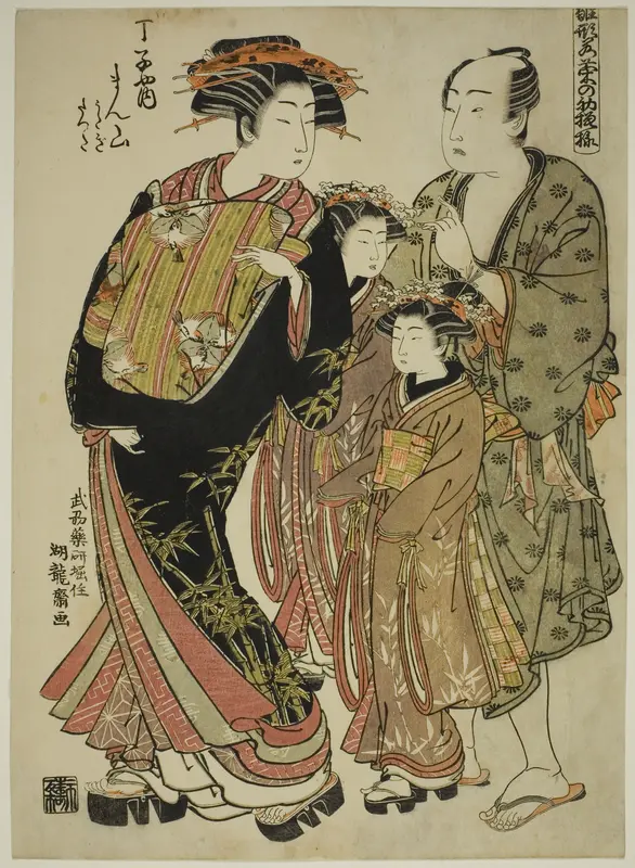 Manzan of the Chojiya, from the series "Models for Fashion: New Designs as Fresh as Young Leaves (Hinagata wakana no hatsu moyo)"
