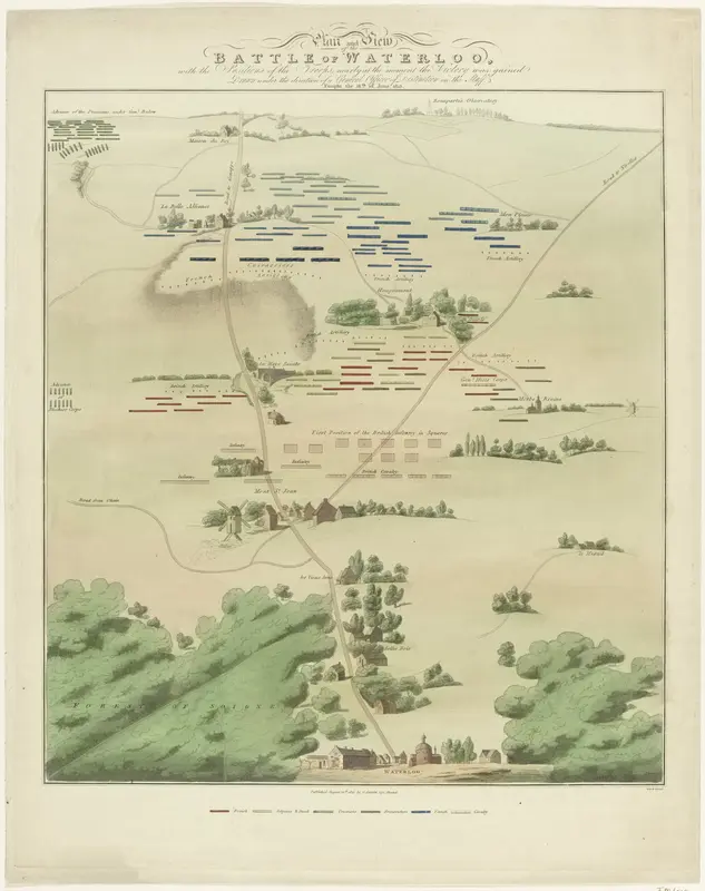 Map and View of the Battle of Waterloo Wall Art by Unknown - High-Resolution Digital Print