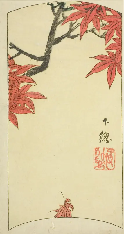 Maple Leaves in Shimosa Province (Shimosa, momiji), section of sheet no. 7 from the series "Cutout Pictures of the Provinces (Kunizukushi harimaze zue)"