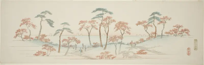 Maples at Kaianji Temple (Kaianji koyo), from an untitled series of famous views of the Edo suburbs