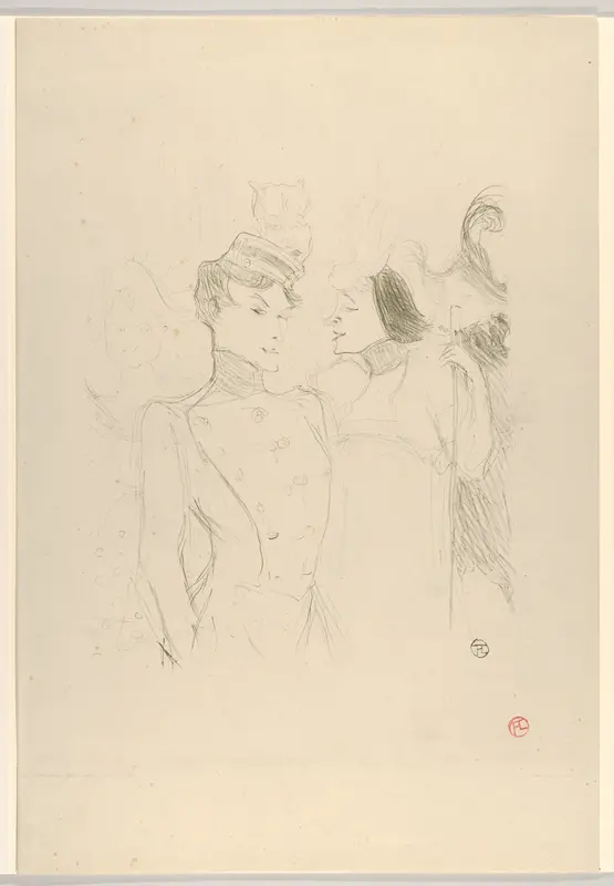 Marcelle Lender and Eva Lavalliére in a Revue at the Variétés Wall Art by Henri de Toulouse-Lautrec - High-Resolution Digital Print