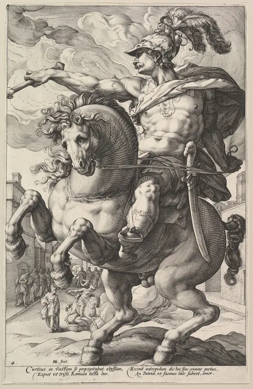 Marcus Curtius, from "The Roman Heroes" Wall Art by Hendrick Goltzius - High-Resolution Digital Print