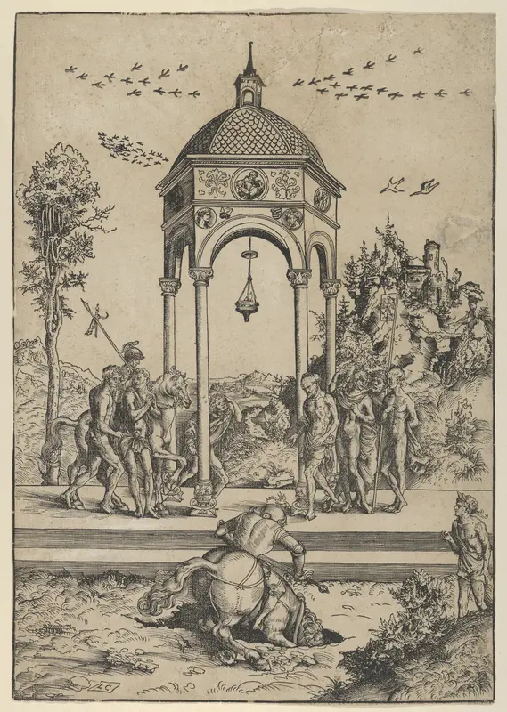 Marcus Curtius Plunging Into the Chasm Wall Art by Lucas Cranach the Elder - High-Resolution Digital Print