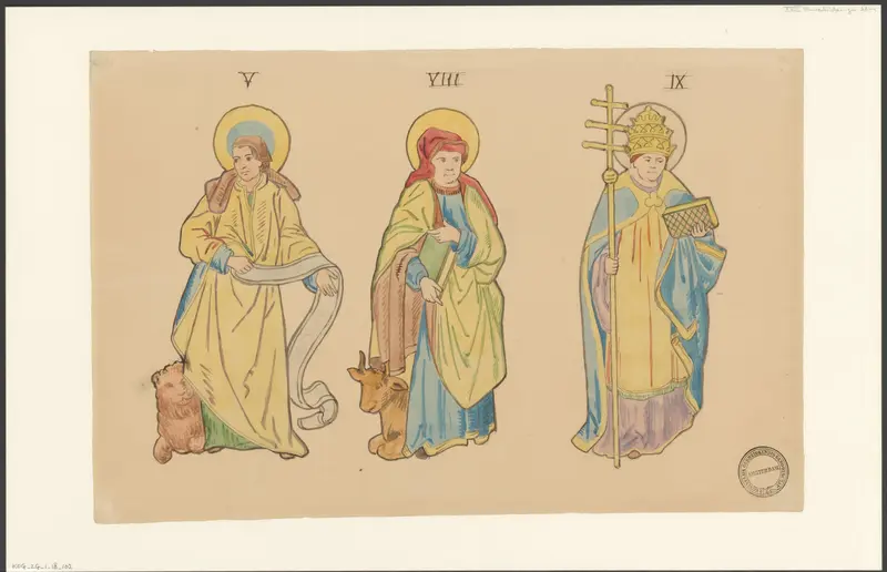 Marcus de Evangelist, Lucas de Evangelist en Gregorius de Grote Wall Art by anonymous - High-Resolution Digital Print