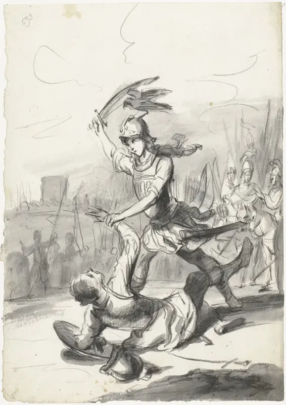 Marcus Valerius Corvinus verslaat een Galliër Wall Art by Moses ter Borch - High-Resolution Digital Print