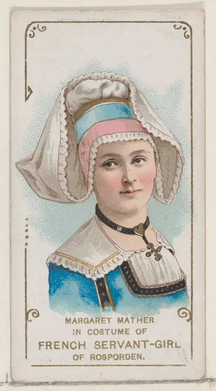 Margaret Mather in Costume of French Servant Girl of Rosporden, from the set Actors and Actresses, First Series (N70) for Duke brand cigarettes Wall Art by W. Duke, Sons & Co. - High-Resolution Digital Print