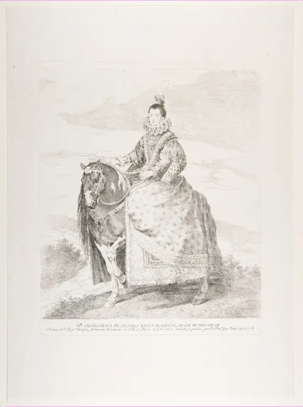 Margaret of Austria on horseback, after Velázquez