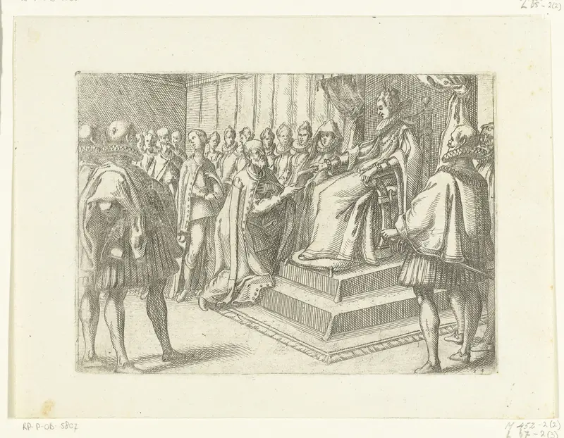 Margaretha van Oostenrijk ontvangt dankbetuigingen van de Poolse koning Wall Art by Jacques Callot - High-Resolution Digital Print