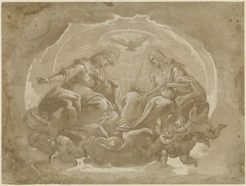Maria als middelares en Christus als Heer der Wereld Wall Art by Pier Francesco Morazzone - High-Resolution Digital Print