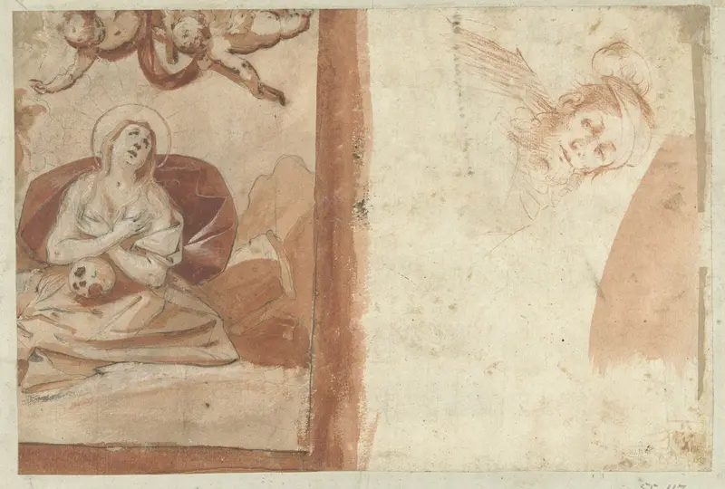 Maria Magdalena en hoofd van een man Wall Art by Unknown - High-Resolution Digital Print
