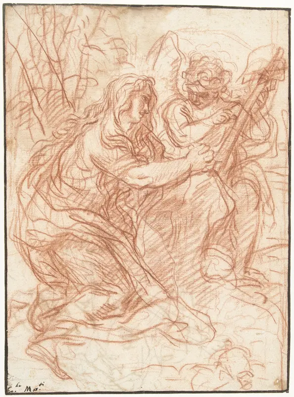 Maria Magdalena het Kruis aanbiddend Wall Art by Carlo Maratta - High-Resolution Digital Print