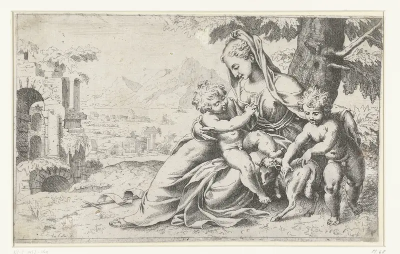 Maria met Christuskind en kleine Johannes de Doper Wall Art by Unknown - High-Resolution Digital Print
