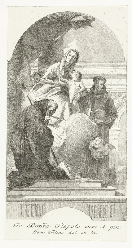 Maria met de heiligen Antonius van Padua en Franciscus van Paola Wall Art by Unknown - High-Resolution Digital Print