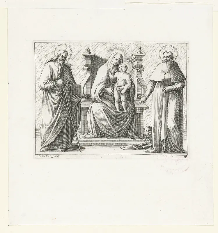 Maria met het Christuskind tussen de Heilige Jakobus de Meerdere en de Heilige Hiëronymus Wall Art by Unknown - High-Resolution Digital Print