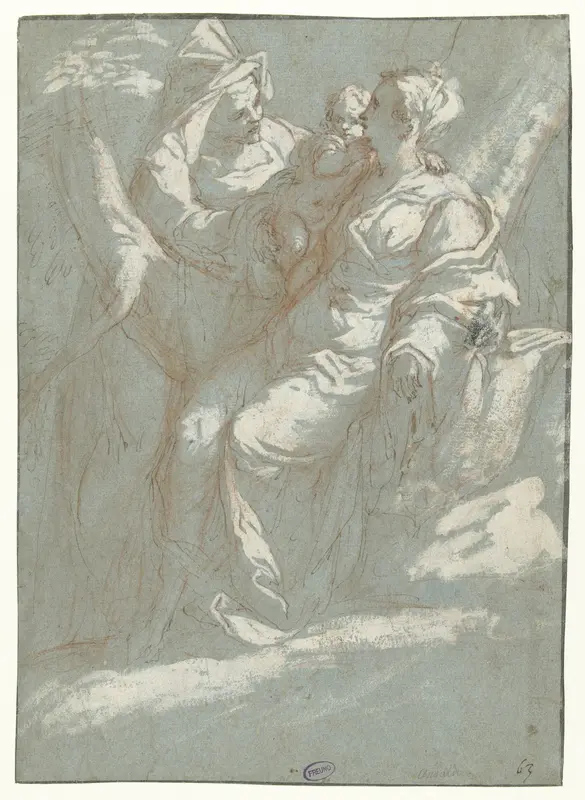 Maria met het kind en de Heilige Anna Wall Art by Giovanni Andrea Ansaldo - High-Resolution Digital Print