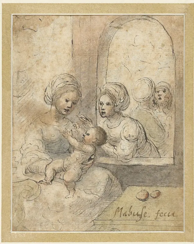 Maria met kind en drie andere figuren Wall Art by anonymous - High-Resolution Digital Print