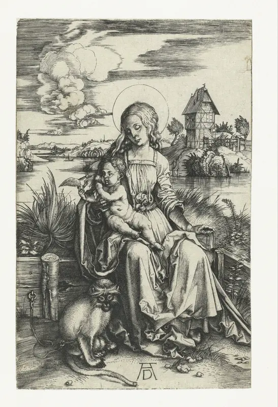 Maria met kind en een aap Wall Art by Unknown - High-Resolution Digital Print