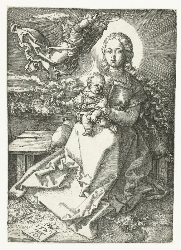 Maria met kind gekroond door een engel Wall Art by Unknown - High-Resolution Digital Print