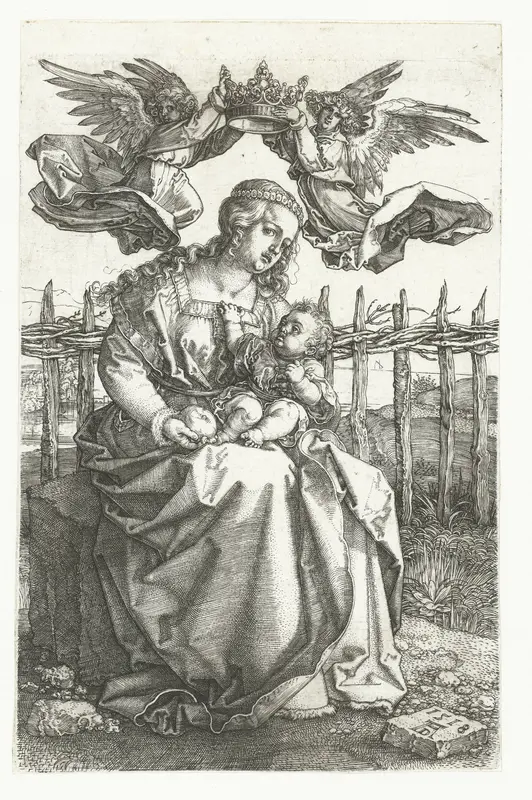 Maria met kind gekroond door twee engelen Wall Art by Unknown - High-Resolution Digital Print