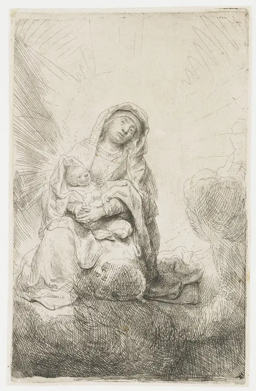 Maria met kind in de wolken Wall Art by Unknown - High-Resolution Digital Print