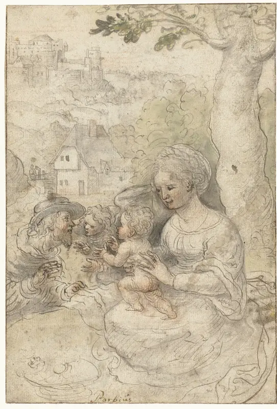 Maria met kind, Josef luistert naar een engel Wall Art by anonymous - High-Resolution Digital Print