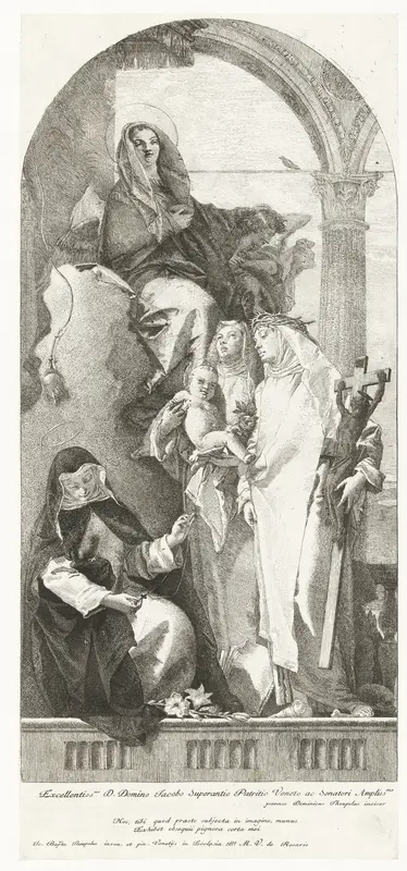 Maria met Kind met drie vrouwelijke heiligen van de dominicaanse orde Wall Art by Unknown - High-Resolution Digital Print