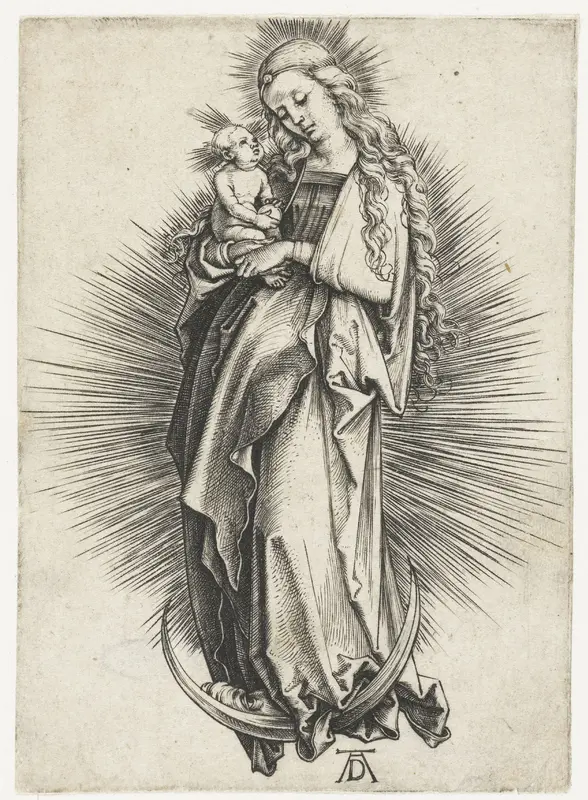 Maria met kind op de maansikkel Wall Art by Unknown - High-Resolution Digital Print