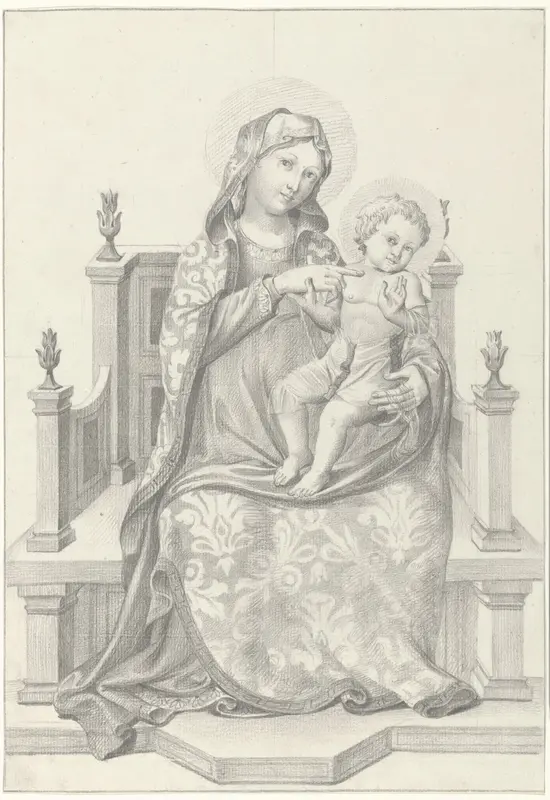 Maria met Kind op troon Wall Art by anonymous - High-Resolution Digital Print