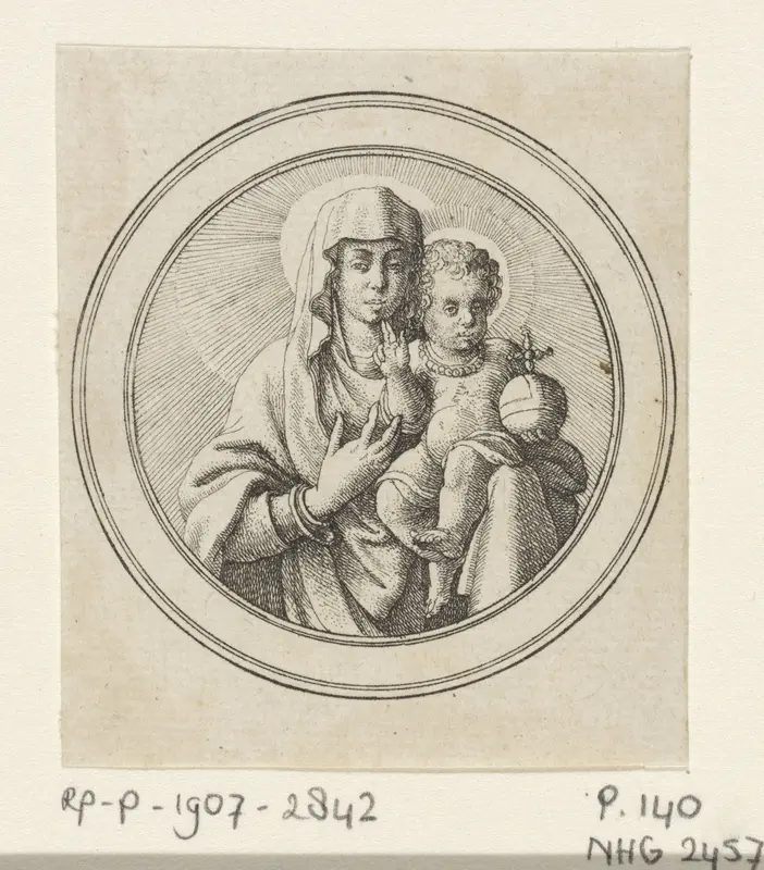 Maria met zegenend Christuskind Wall Art by Wenceslaus Hollar - High-Resolution Digital Print