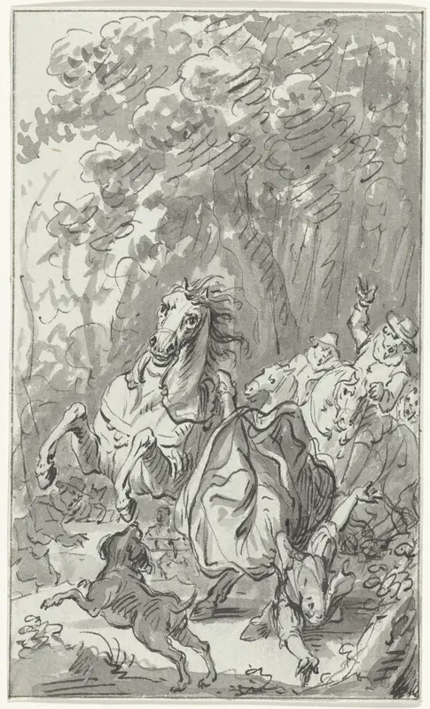 Maria van Bourgondië valt van haar paard, bij Brugge, 27 maart 1482 Wall Art by Jacobus Buys - High-Resolution Digital Print