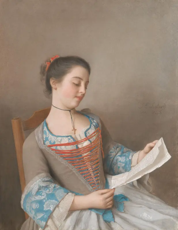 Marianne Lavergne, nicht van de kunstenaar, bekend als ‘La Liseuse’ Wall Art by Jean-Etienne Liotard - High-Resolution Digital Print