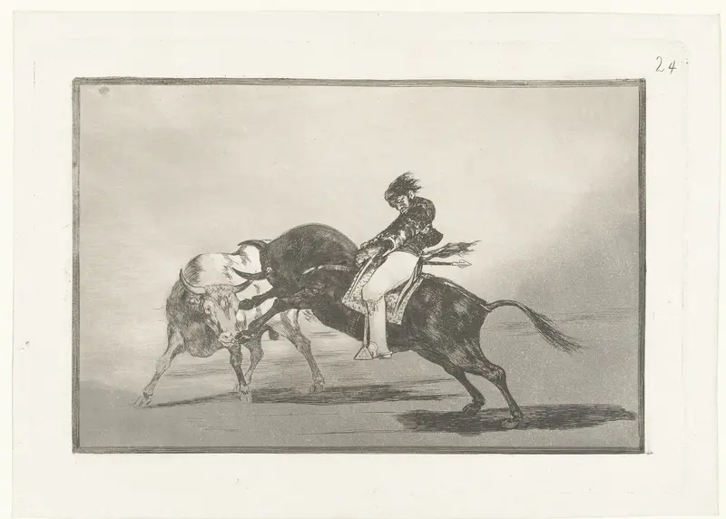 Mariano Ceballos rijdend op een stier Wall Art by Francisco de Goya - High-Resolution Digital Print