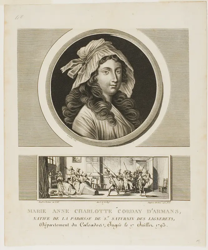 Marie Anne Charlotte Corday d'Armans, from Tableaux historiques de la Révolution francaise, volume III Wall Art by Jean Duplessis-Bertaux - High-Resolution Digital Print
