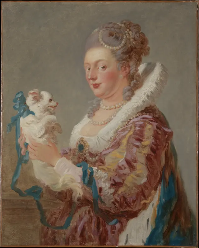Marie Emilie Coignet de Courson (1716–1806) with a Dog Wall Art by Jean Honoré Fragonard - High-Resolution Digital Print