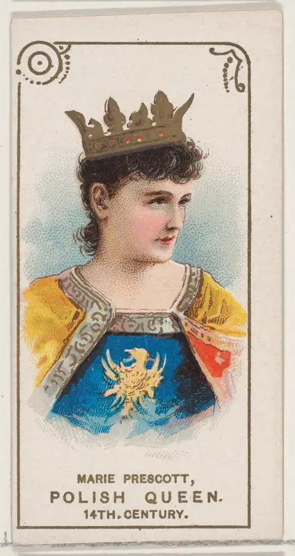 Marie Prescott Dressed as Polish Queen of the 14th Century, from the set Actors and Actresses, Second Series (N71) for Duke brand cigarettes Wall Art by W. Duke, Sons & Co. - High-Resolution Digital Print